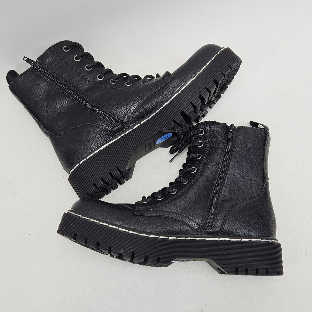 Sincerely Jules Hayden Black Combat Boots Platform Lug Sole Lace Up Zipper 7.5M - Picture 3 of 12